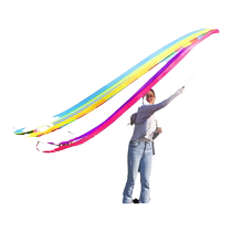 Middle-aged and elderly fitness ribbon dance ribbon telescopic pole square dance ribbon children and adults 6-meter dragon dance gymnastics ribbon