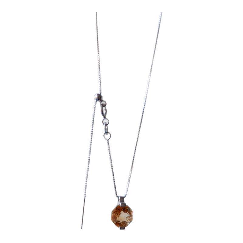 Light luxury set natural crystal ring silver crystal necklace