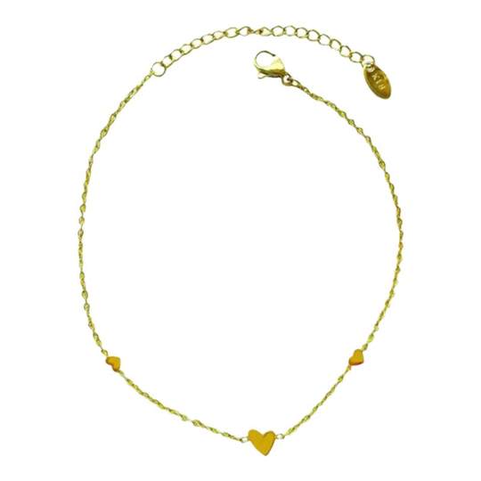 高定走秀款～洗澡不用摘简约秀气时髦大方三颗爱心脚链百搭单品