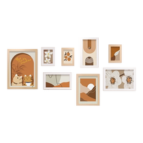 Photo wall living room decoration creative combination photo frame hanging wall punch-free solid wood album wall photo printing plus picture frame
