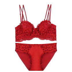 DPLAYSWEET French lace bridal wedding red sexy lingerie set bra underwear for women