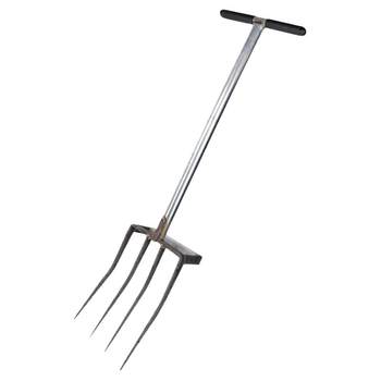 The magical artifact of turning over the ground and loosen the soil and planting vegetables and clearing the soil and turning over the soil and steel forks