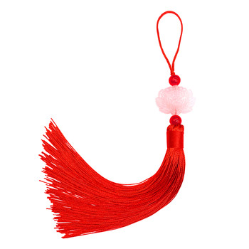 ສີຂາວ jade lotus tassel tassels 12 cm imitation jade fan pressed lapel ກໍລະນີໂທລະສັບມືຖື lamp sachet ແບບບູຮານ pendant hanging tassel