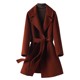 Women's woolen coat mid-length lace-up temperament woolen coat