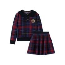 TeenieWeenie Kids 24 autumn and winter new girls plaid wool sweater skirt suit