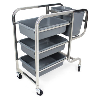 Stainless steel hand push hotel canteen plate collection cart