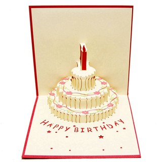 Birthday greeting card three-dimensional 3d cake custom writing music diy handmade gift advanced sense blessing employee card