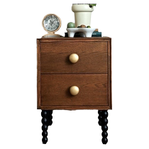 Senzong solid wood bedside table French American bedroom small apartment design brown black storage cabinet side table storage cabinet