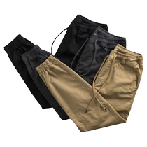 New solid color casual pants for men spring and autumn washed cotton loose pants versatile sports leggings womens overalls