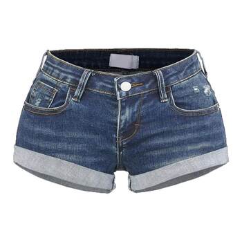 ໂສ້ງຂາສັ້ນ denim ແອວຕໍ່າຂອງແມ່ຍິງ hottie ອາເມລິກາ