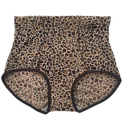 Gufei 7553 high-waisted leopard print seamless ultra-thin ice silk soft breathable quick-drying butt-lifting sexy underwear for women 3-pack