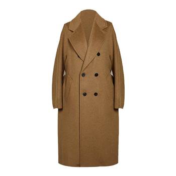 Camel velvet yak velvet mid-length woolen coat coat
