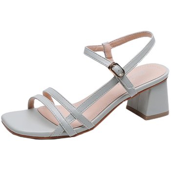 Sandals ສໍາລັບແມ່ຍິງ 2024 Summer ໃຫມ່ Versatile Thick Heel ຂະຫນາດກາງ Heel Fairy Style ຄົນອັບເດດ: Gentle Strap ຂະຫນາດນ້ອຍ heel Matching Skirt Shoes