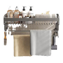 No punching space aluminum storage towel rack bathroom bathroom bathroom hardware pendant set mesh basket towel rack