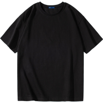 GENIOLAMODE short-sleeved mens summer solid color basic model simple casual mens loose black half-sleeved t-shirt cotton