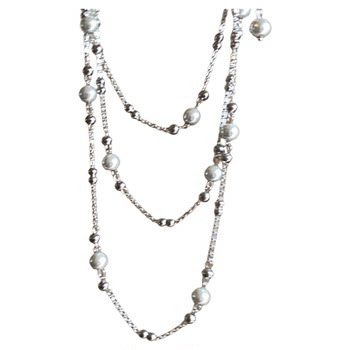 Gypsophila long pearl stacking necklace