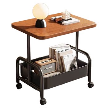 Movable double-layer side cart table storage rack