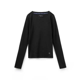 马登黑色针织发热打底衫圆领保暖修身秋冬内搭上衣薄款长袖T恤女