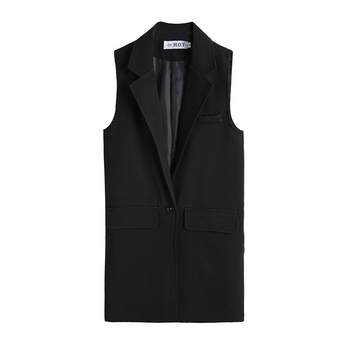 ເສື້ອຢືດສໍາລັບແມ່ຍິງດູໃບໄມ້ລົ່ນກາງຍາວແບບເກົາຫຼີ 2024 ໃຫມ່ພາກຮຽນ spring ແລະດູໃບໄມ້ລົ່ນຊຸດ jacket sleeveless ສໍາລັບແມ່ຍິງ vest ກະທັດຮັດ waistcoat trendy