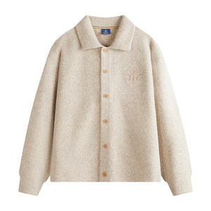 Navigare lapel wool knitted cardigan