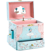 djeco rotating ballet dancing music jewelry box girl music box multi-layer drawer wooden birthday gift