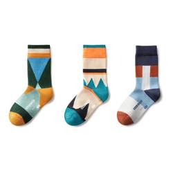 Jiao Nei 555C cotton-feel socks for boys and girls with contrasting color of baby socks mid-tube socks for old children in Spring and summer 3 ຄູ່