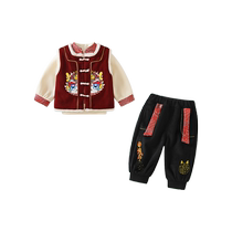 Boys New Years greetings winter clothes Childrens national style New Years Hanfu Tang suit Babys one-year-old dress Chinese New Year celebration in the Year of the Dragon