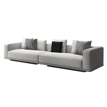 Italian-style horizon straight-line fabric sofa living room villa large flat floor large apartment high-end cotton and linen tofu block sofa