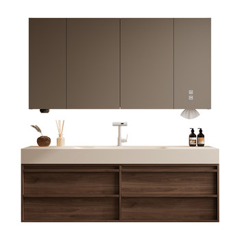 Oppein antique style slate seamless basin bathroom cabinet