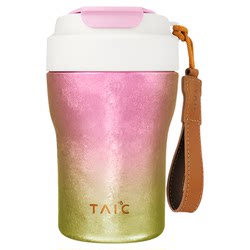 외관, 가벼운 고급 휴대용 및 휴대 할 수있는 여성을위한 Taic Taike Pure Titanium Double Layer Rejuvenating Rejuvenating Straw Coffee Cup