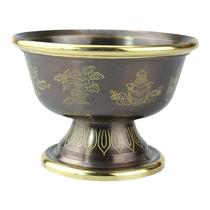 Indian copper water bowl printed eight auspicious water cup eight treasure cup pure copper with feet thickened craft cup single