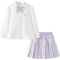 David Bella Girls Suit Skirt Childrens Shirt Pleated Skirt Girls JK Skirt College Style 2024 Autumn Two-piece Set