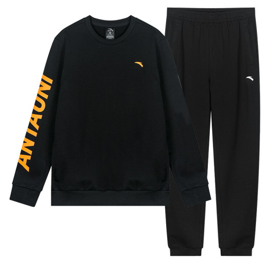 安踏运动套装男官网2025冬季新款圆领卫衣束脚运动裤休闲两件套潮