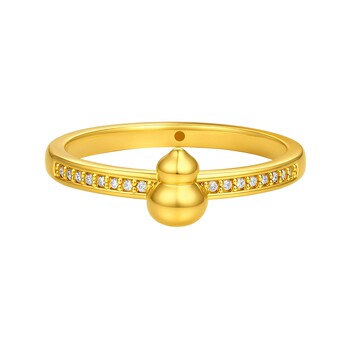 Tsl xie ruilin gold gourd ring 5d hard gold inlaid with diamond pure gold ring new women's xr526