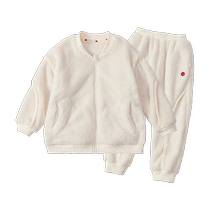 Q21 childrens double-sided velvet home clothes set for boys and girls plus velvet thick warm and breathable pajamas for autumn and winter.