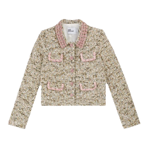 (New Year Capsule) self-portrait early spring gray contrasting red and pink woolen ladylike short jacket