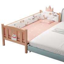 Mutongfang childrens bed spliced ​​bed boy girl princess all solid wood widened baby crib spliced ​​bed spliced ​​large bed