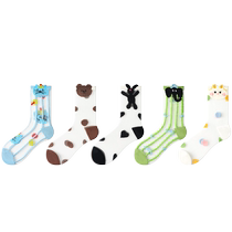 PRIMEET Paimi Glass Silk Socks Womens Summer Thin Mid-Tube Socks Sweet Protruding Anti-Snatch Crystal Cotton Socks