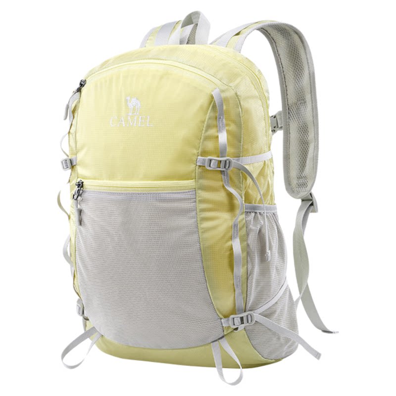 Camel foldable leather backpack