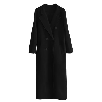 JUZININE原创设计双面呢大衣羊毛羊绒双排扣外套宽松长款手工缝制