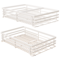 Cabei 304 stainless steel drawer-type bowl basket kitchen cabinet double-layer pull-out blue storage kitchen cabinet dish basket