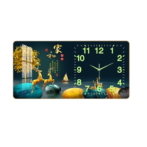 Luminous decoration painting hanging clock Wanyear calendar Living room free of punching and minimalist modern creative muted clock hanging wall