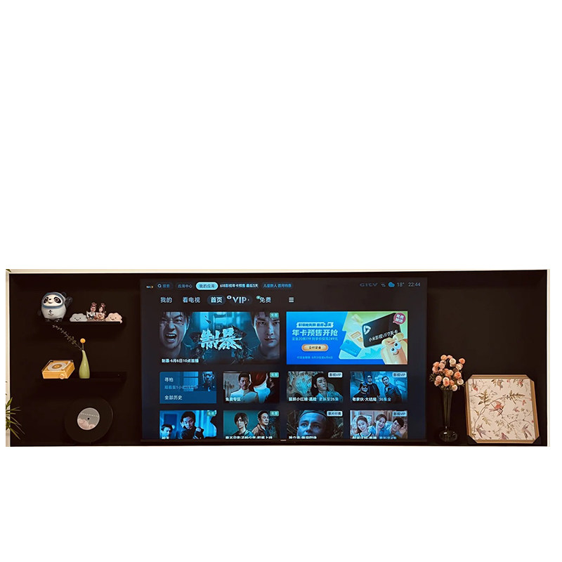 100-inch stainless steel TV niche embedded metal finished background wall TV niche TV cabinet customization