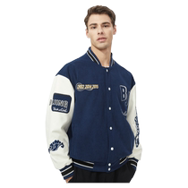 Les marchandises officielles pour le Beijing Shougang Basketball Club) Automne Hiver Pays Tide Clip Coton Blue White Baseball Jacket On The Other Side Of The Autumn