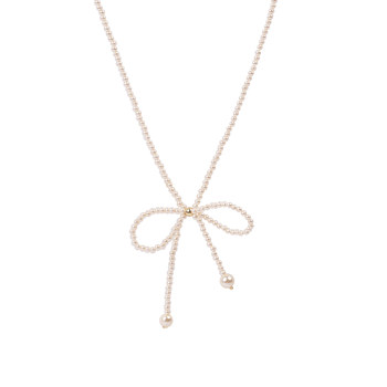 Designed light luxury pearl bow necklace