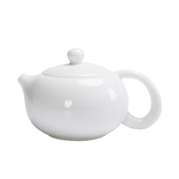 ຈີນສີຂາວເຮັດດ້ວຍມື mutton ໄຂມັນ jade xishi teapot ການກັ່ນຕອງຊາດຽວຫມໍ້ເຊລາມິກຊາໃນຄົວເຮືອນຊາທີ່ກໍານົດໄວ້ຂ້າງ handle pot