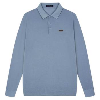 Montagut silk tencel cotton knitted polo shirt long sleeve