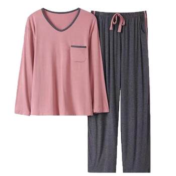 Modal pajamas ແຂນສັ້ນຂອງແມ່ຍິງພາກຮຽນ spring ຂະຫນາດໃຫຍ່ທີ່ມີແຂນຍາວ wearable ໃນເຮືອນພາກຮຽນ spring ເຄື່ອງນຸ່ງຫົ່ມແບບບາງໆຊຸດສອງສິ້ນ