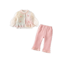 Girls Suits Autumn Clothes 2024 New Fashionable Baby Girl Vests Childrens Flare Pants Spring and Autumn Childrens Three-piece Set