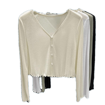 Ice silk knitted sun protection cardigan for women thin summer shawl with long skirt high-end white suspender top with blouse